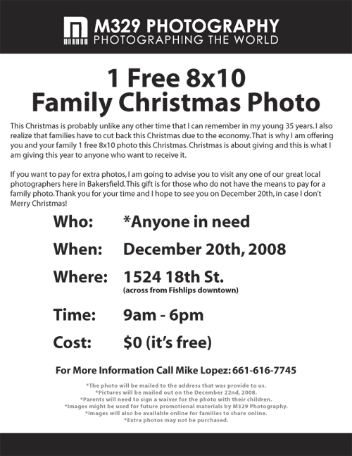 M329 Photography - 1 Free 8x10 Family Christmas Photo